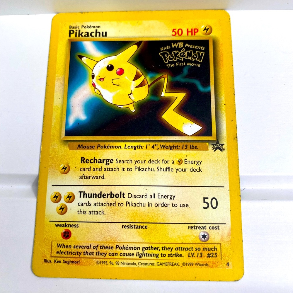 Pikachu Pokémon Card From The First Pokémon Movie 1999 - WB Kids